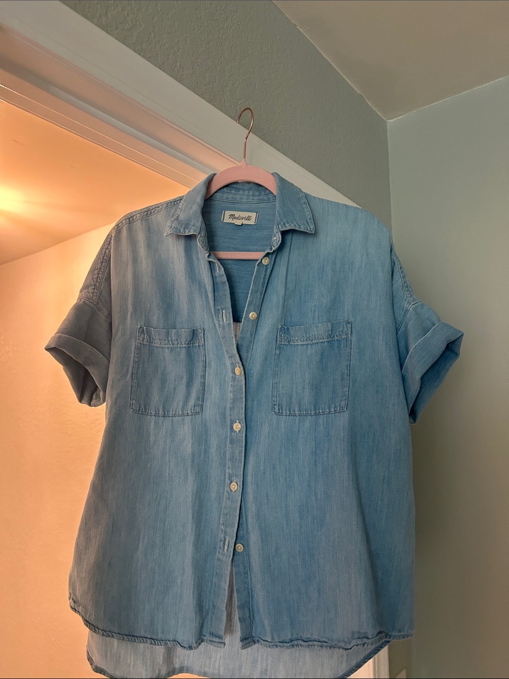 Madewell Light Blue Short-Sleeve Denim Shirt